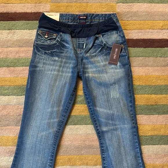 NWT Prevoir Womens Maternity partial panel wide legs Jeans Size 2 - Picture 2 of 16